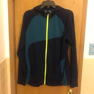 Men’s ASICS Blue & Teal Lightweight Hoodie Full Zipped Jacket